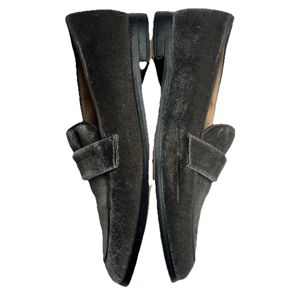 Franco Sarto L-Hudley Women's Velvet Slip On Loafers Shoes Size 9M Dark Gray‎